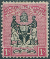 Nyasaland 1895 SG36 1/- Black And Red Arms MH - Malawi (1964-...)