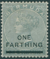 Bermuda 1901 SG30 ONE FARTHING On 1/- Grey QV MLH - Bermudes