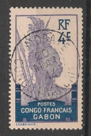 GABON - 1910 - N°YT. 35 - Guerrier 4c Bleu - Oblitéré / Used - Oblitérés