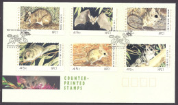 Australia 1993 - Fauna, Wild Endangered Animals, Threatened Species, Wildlife, NPC Counter Printed Stamps - FDC - Premiers Jours (FDC)