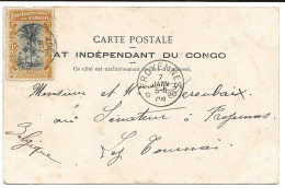 !!! CONGO, CPA DE 1908, DÉPART DE BOMA POUR LEZ-TOURNAIS (BELGIQUE), ARRIVÉE DE CHEMIN DE FER. - Cartas & Documentos