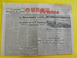 Journal L'Ouest France Du 21 Juin 1945. Guerre épuration Abbé De Maupéou Leopold III Japon De Gaulle Brest - Sonstige & Ohne Zuordnung