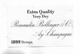 51 - Document Publicitaire " RENAUDIN, BOLLINGER & Co  "  AY-CHAMPAGNE  ( Marne ) - Publicités