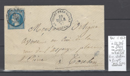 France - Lettre  Convoyeur Station LE PUGET PRES CUERS - 1867 - Correo Ferroviario