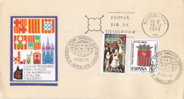 55041. Carta BARCELONA 1973. Compuestos Polihalogenados, Quimica. Viñeta Label CAJA PENSIONES - Covers & Documents