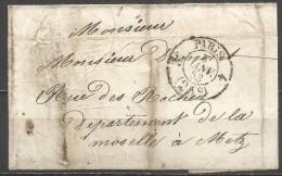 France - LSC De Paris à Bordeaux Du 3/1/53 - Cachet Taxe 25 Cts Paris 3e Vacation Route N°4 (route De Bâle) - 1849-1876: Période Classique