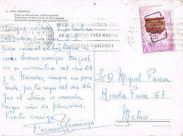 55042. Postal SAN SEBASTIAN 1968. Rodillo Correos MATARÓ (Barcelona). Vista San Sebastian, Playa Y Monte Igueldo - Cartas & Documentos