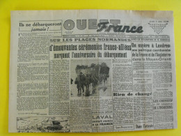 Journal L'Ouest France Du 7 Juin 1945. Guerre épuration De Gaulle Indochine Chine Laval - Sonstige & Ohne Zuordnung