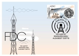 Estonia Estland Estonie 2024 100th Anniversary Of The First Radio Broadcast In Estonia Omniva Stamp With Label FDC - Estland