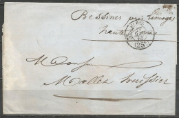 France - LSC Paris à Bessines (Limoges) Du 10/8/52 - Cachet Taxe 25 Cts Paris 3e Vacation Route N°9 (route De Toulouse) - 1849-1876: Klassieke Periode