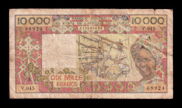 West African St. Costa De Marfil 10000 Francs ND (1977-1992) Pick 109Ai Bc F - États D'Afrique De L'Ouest