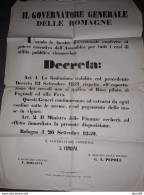 1859  MANIFESTO BOLOGNA   DECRETO LIMITAZIONE ESPORTAZIONI - Affiches