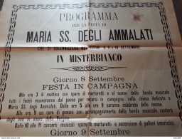 1900  MANIFESTO  MISTERBIANCO   CATANIA  PROGRAMMA  PER LA  FESTA  DI MARIA SS. DEGLI AMMALATI - Documents Historiques