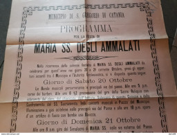 1900  MANIFESTO  S. GREGORIO    CATANIA  PROGRAMMA  PER LA  FESTA  DI MARIA SS. DEGLI AMMALATI - Documents Historiques