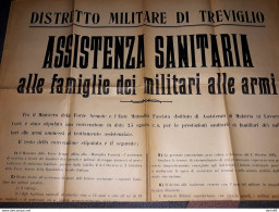 1944   MANIFESTO  DISTRETTO MILITARE DI TREVIGLIO  ASSISTENZA SANITARIA ALLE FAMIGLIE DEI MILITARI ALLE ARMI - Afiches