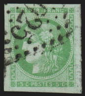 N°42B, Cérès Bordeaux 5c Vert-jaune-pâle, Oblitéré, Signé A.BRUN Et BAUDOT - TB - 1870 Ausgabe Bordeaux