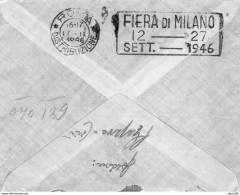 1946  LETTERA   CON ANNULLO ROMA + TARGHETTA FIERA DI MILANO - 1946-60: Marcofilia