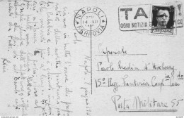 1941  CARTOLINA  CON ANNULLO  NAPOLI   + TARGHETTA TACI - Storia Postale