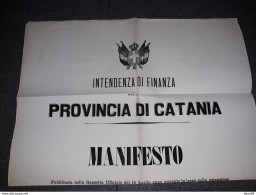 1874 MANIFESTO CATANIA  ESTENSIONE DEI MONOPOLI DI TABACCHI ALLA SICILIA - Historical Documents