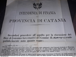 1871  MANIFESTO  CATANIA   INTENDENZA DI FINANZA - Historical Documents