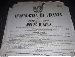 1870  MANIFESTO  CATANIA   AVVISO D'ASTA DEI BENI - Historical Documents