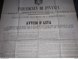 1882 MANIFESTO CATANIA  AVVISO D'ASTA - Historical Documents