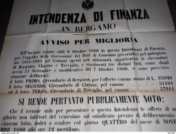 1880 MANIFESTO BERGAMO  AVVISO PER MIGLIORIA - Documents Historiques