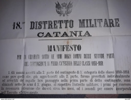 1872 CATANIA  MANIFESTO  18°  DISTRETTO MILITARE - Historische Documenten