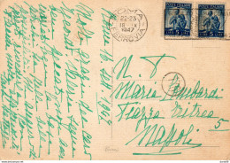 1947  CARTOLINA CON ANNULLO  ROMA     +  TARGHETTA GIUBILEO MARCONIANO - 1946-60: Poststempel