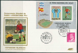 Spain 1978 Football Soccer World Cup Commemorative Cover With Silver Vignette - 1978 – Argentina