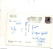 1960 CARTOLINA  CON ANNULLO  AREZZO + TARGHETTA - 1946-60: Storia Postale