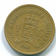 1 GULDEN 1991 ANTILLAS NEERLANDESAS Aureate Steel Colonial Moneda #S12131.E.A - Niederländische Antillen