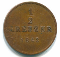 1/2 KREUZER 1842 LANZ WÜRTTEMBERG DEUTSCHLAND Münze GERMANY #DE10119.3.D.A - Altri & Non Classificati