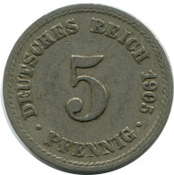 5 PFENNIG 1905 A ALEMANIA Moneda GERMANY #DB208.E.A - 5 Pfennig