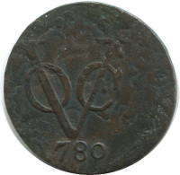 1780 HOLLAND VOC DUIT NIEDERLANDE OSTINDIEN NY COLONIAL PENNY #VOC1221.8.D.A - Indie Olandesi