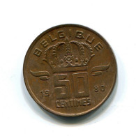 50 CENTIMES 1980 FRENCH Text BELGIUM Coin #BB401.U.A - 50 Cent