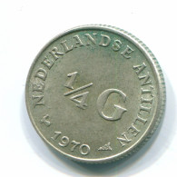 1/4 GULDEN 1970 NIEDERLÄNDISCHE ANTILLEN SILBER Koloniale Münze #S13692.D.A - Netherlands Antilles