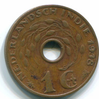 1 CENT 1938 NETHERLANDS EAST INDIES INDONESIA Bronze Colonial Coin #S10270.U.A - Indes Neerlandesas