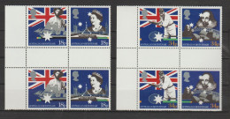 Great Britain 1988 Bicentenary Of Australian Settlement Gutter Pair Blocks MNH ** - Nuevos