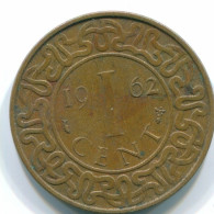1 CENT 1962 SURINAME Netherlands Bronze Fish Colonial Coin #S10916.U.A - Surinam 1975 - ...