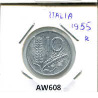 10 LIRE 1955 R ITALIA ITALY Moneda #AW608.E.A - 10 Liras