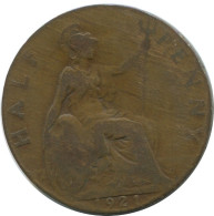 HALF PENNY 1921 UK GROßBRITANNIEN GREAT BRITAIN Münze #AG799.1.D.A - C. 1/2 Penny