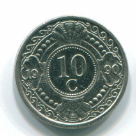 10 CENTS 1990 ANTILLES NÉERLANDAISES Nickel Colonial Pièce #S11354.F.A - Antillas Neerlandesas