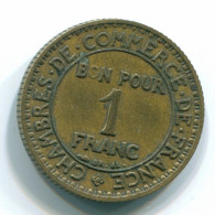 1 FRANC 1926 FRANCE Coin COMMERCE CHAMBER XF #FR1160.17.U.A - 1 Franc