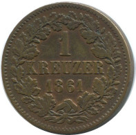 BADEN 1 Kreuzer 1861 German States #DE10573.13.D.A - Other & Unclassified