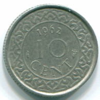 10 CENTS 1962 SURINAM NIEDERLANDE Nickel Koloniale Münze #S13222.D.A - Suriname 1975 - ...