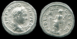 ELAGABALUS AR DENARIUS ROME Mint: AD 219 FIDES MILITVM #ANC13053.84.E.A - The Severans (193 AD Tot 235 AD)