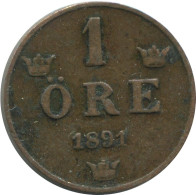 1 ORE 1891 SWEDEN Coin #AD377.2.U.A - Zweden