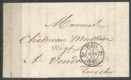 France - LSC Paris à Vendome Du 14/4/1952 - Cachet Taxe 25 Cts Paris 3e Vacation Route N°20 (route De Nantes) - 1849-1876: Période Classique