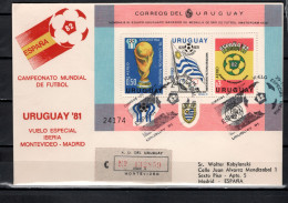 Uruguay 1981 Football Soccer World Cup Commemorative Flight Cover To Spain - 1982 – Spain